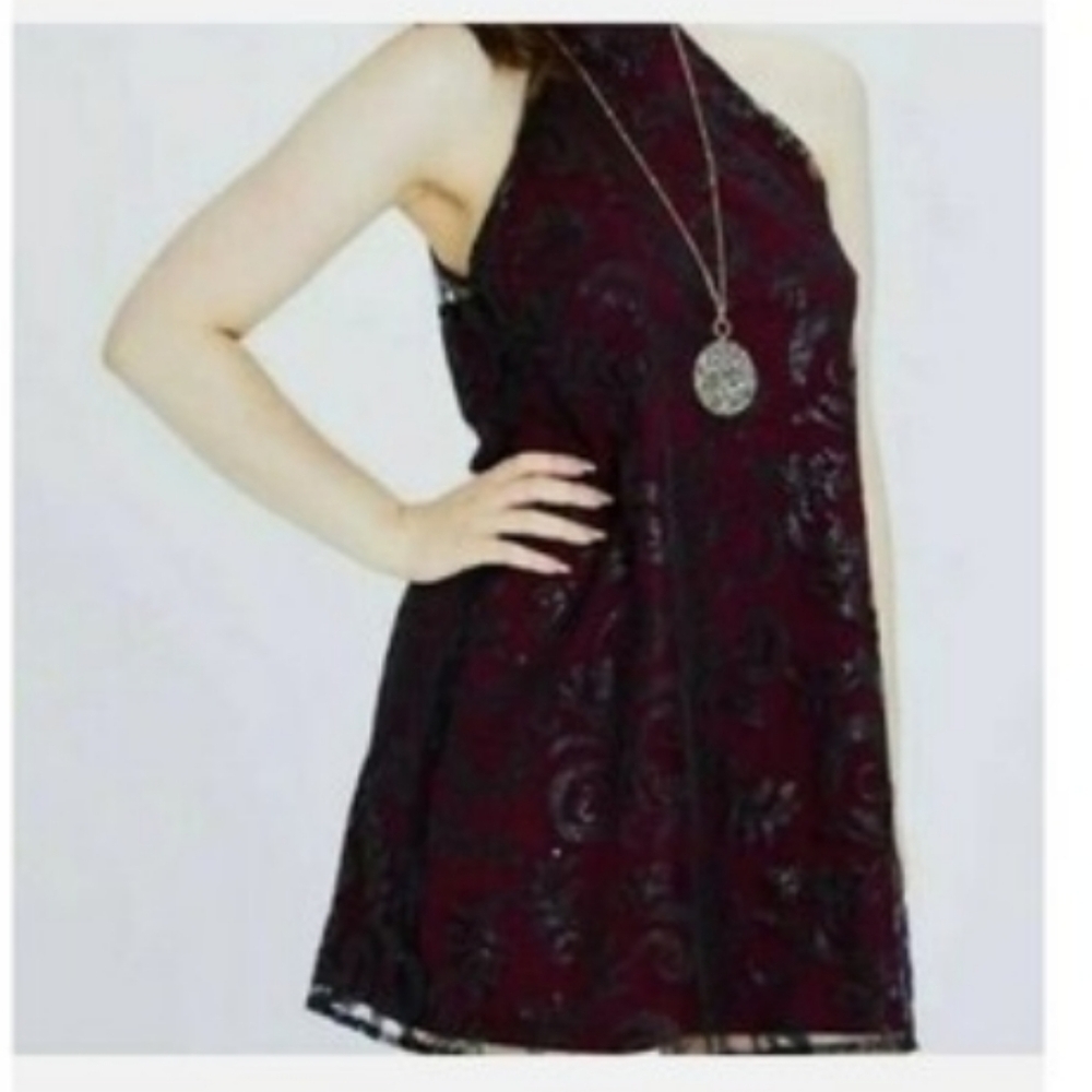 2 for $20  Altar'd State Red and Black Draco Halter Dress